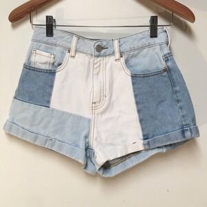 Pacsun Women 25 Shorts Denim Light Washed Patchwork Mom Shorts 100% Cotton USA